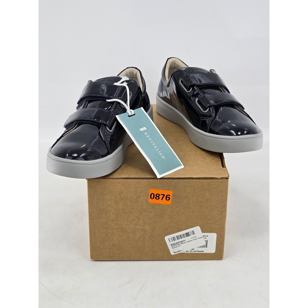 Revitalign Malibu Patent Sneaker Womens 9.5 Peacoat Blue Hook Loop - New